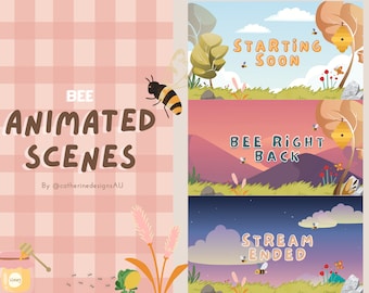 Bee Twitch Overlays - Animated Scenes - INSTANT DOWNLOAD | Twitch overlays | Animated scenes | Scenes | Overlay