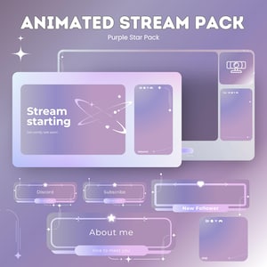 Purple Star Pack - Stream Pack, Streaming, Stream assets, Stream Overlays, Twitch alerts, Twitch Pack, Animated Stream Pack, Aesthetic