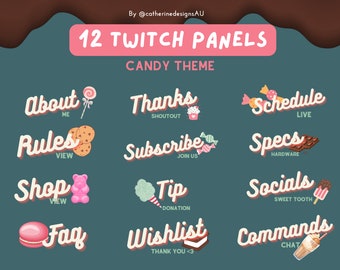 キャンディテーマのTwitchパネル – 12ピースの即時ダウンロード
