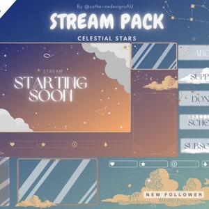 Celestial Twitch Pack (Customizable) | Twitch Alerts | Twitch overlays | Twitch Panels | Animated scenes  | Celestial stream pack