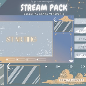Celestial Version 2 Twitch Pack | Twitch Alerts | Twitch overlays | Twitch Panels | Animated scenes  | Celestial stream pack