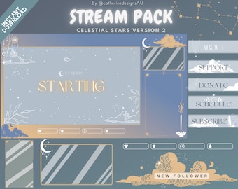 Celestial Twitch Stream Pack | Animerade överlägg och paneler (digital nedladdning)