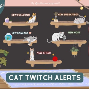 Cosy cat Twitch Alerts Cat Twitch Overlays - INSTANT DOWNLOAD | Cat overlay | Twitch Overlay