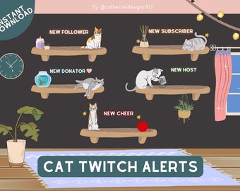 Cosy cat Twitch Alerts Cat Twitch Overlays - INSTANT DOWNLOAD | Cat overlay | Twitch Overlay