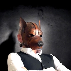 Leather Dog Mask Pattern – Pdf SVG DXF – Animal Cosplay Template for Veg Tan Leather image 2