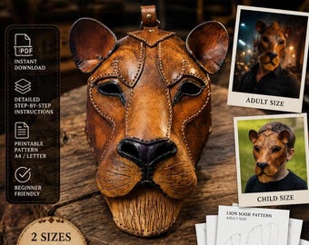 Leather Lion Mask Pattern – Adult & Child DIY Cosplay (pdf, Svg