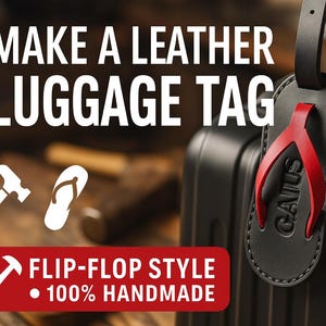 Patrón de etiqueta de equipaje de cuero con diseño de chanclas: etiqueta de viaje DIY (PDF y SVG)