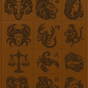 Ensemble SVG Signes du zodiaque – 12 motifs astrologiques pour l&#39;artisanat du cuir et la gravure au laser | Symboles de l&#39;horoscope PDF + fichiers vectoriels
