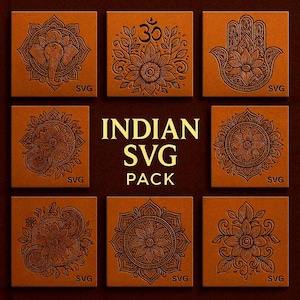 Indian Mandala SVG Pack: Laser Engraving Designs (Ganesha, Hamsa, Om)