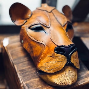 Leather Lion Mask Pattern – PDF Svg Dxf  – Adult and Child Template – A4 & US Letter – DIY Cosplay / Costume Project