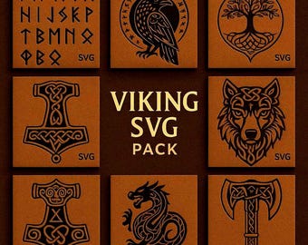 Viking SVG Pack: Norse Runes, Dragon, Wolf Designs (Digital Download)