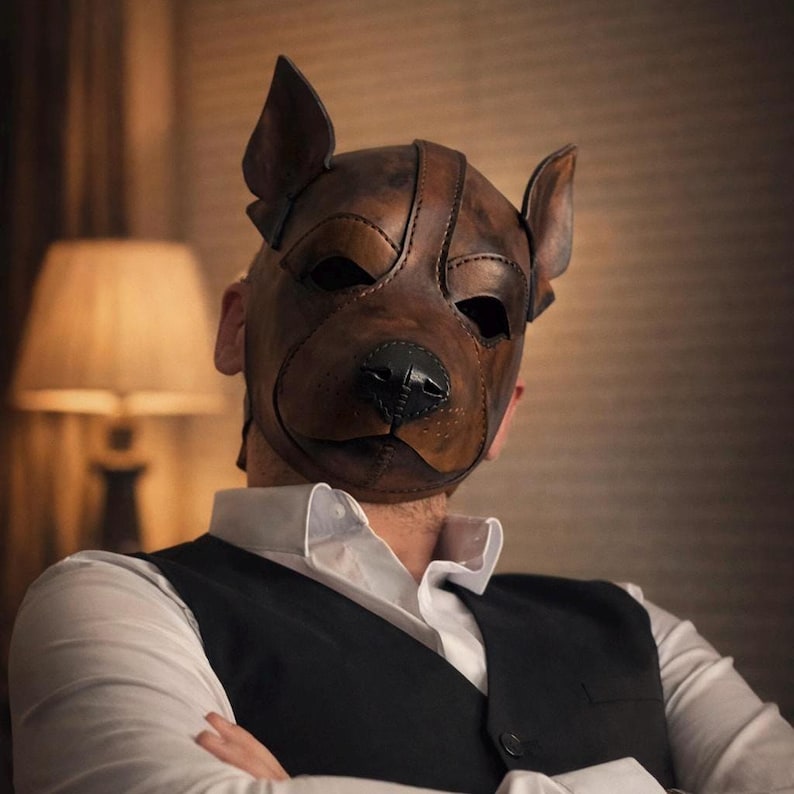 Leather Dog Mask Pattern – Pdf SVG DXF – Animal Cosplay Template for Veg Tan Leather image 1