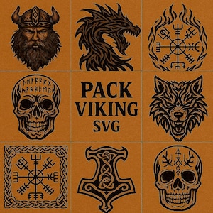 Viking SVG Bundle: Nordische Runen, Wölfe, Drachen (PDF)