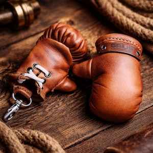 Mini leren bokshandschoenen sleutelhangerpatroon: vintage stijl DIY (pdf-download)