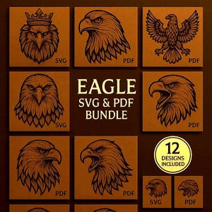 12 Victorian Floral Eagle SVG Bundle: Laser Cut Leather Craft (A4 PDF)