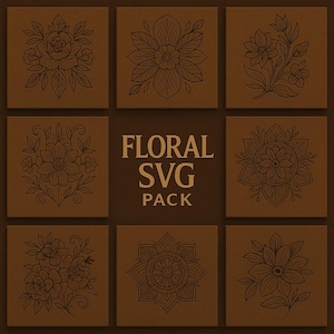 15 bloemen western Victoriaans SVG- en pdf-pakket – 15 leren gereedschappen en lasergravureontwerpen + 2 bonus!
