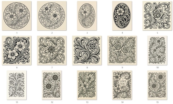 Floral Western SVG Pack: Victorian Leather Tooling Designs (PDF