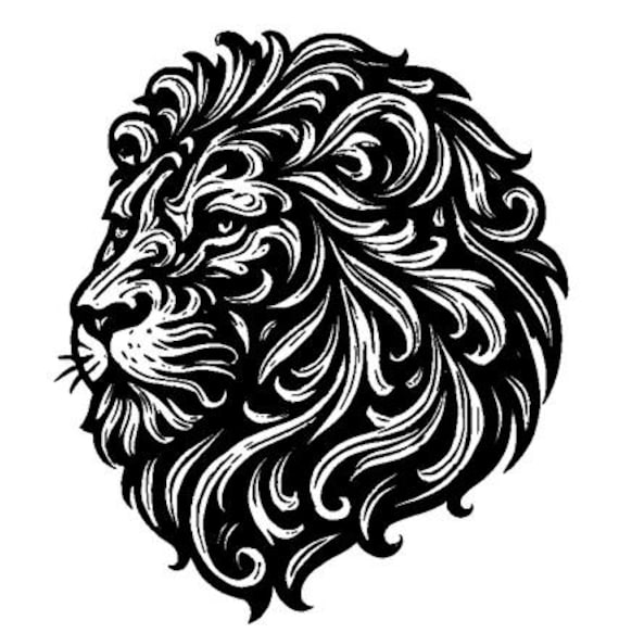 Baroque Lion Head SVG: Leathercraft & Laser Engraving (digital
