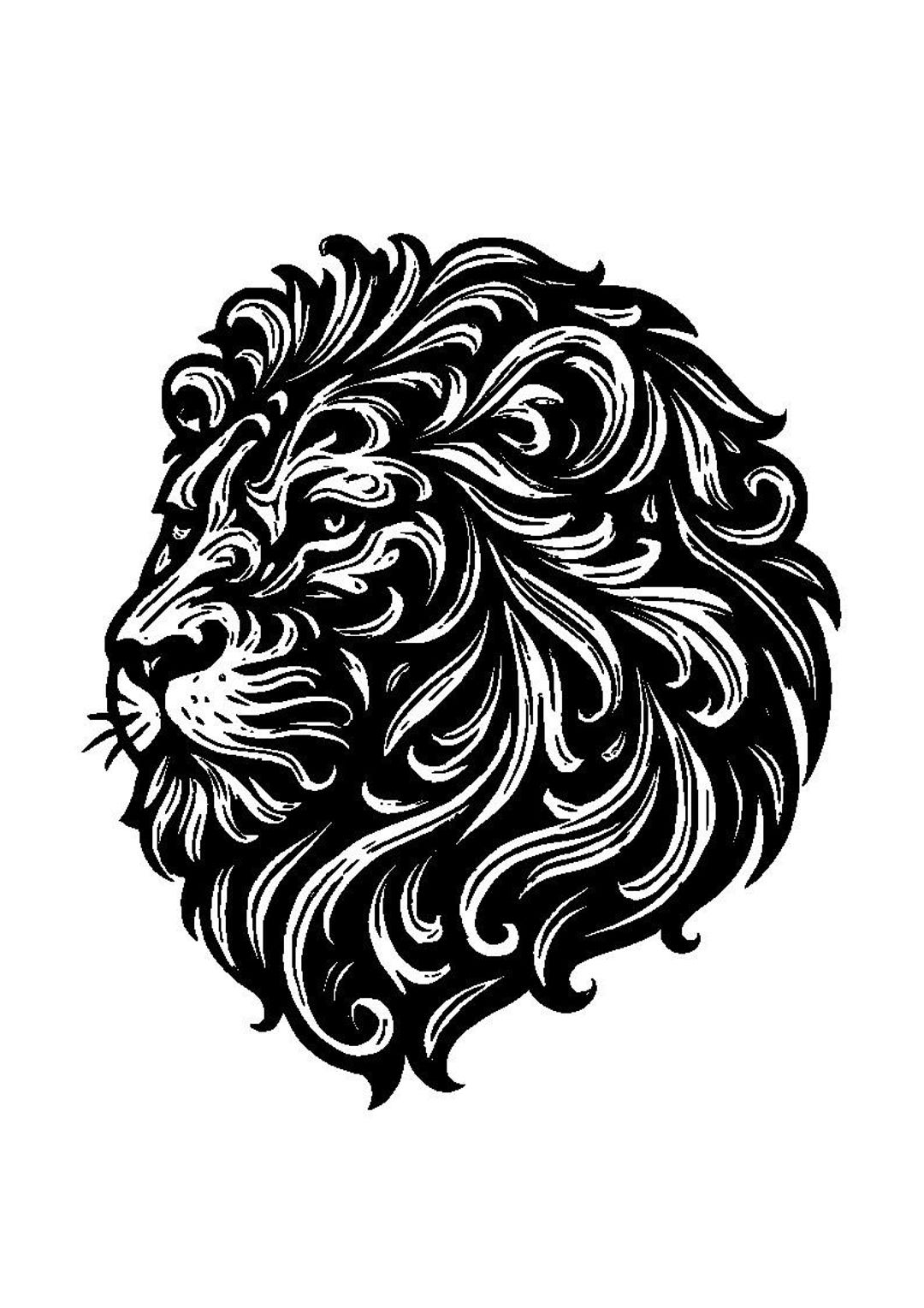 Baroque Lion Head SVG: Leathercraft & Laser Engraving (digital