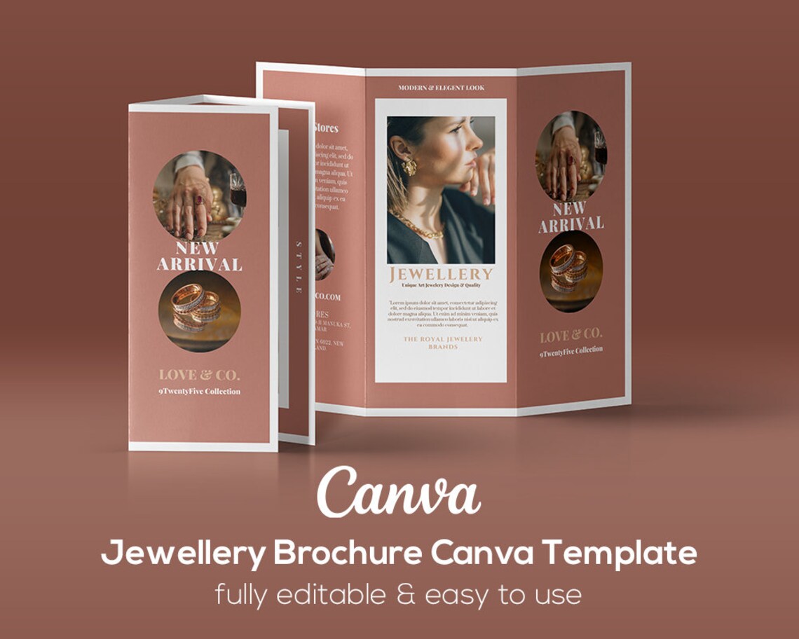 Modern Jewellery Trifold Brochure Design Templates Instant Etsy