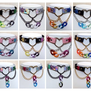 pride choker lgbtq rainbow aroace transgender lesbian non-binary heart choker 10 different colors 12 different flags pink black blue holo
