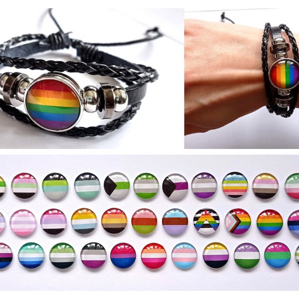 Pride Flags 34 different styles LGBTQ+ jewelry Leather bracelets earrings ear studs