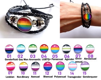 Pride Flags 15 different styles LGBTQ+ jewelry Leather bracelets earrings ear studs