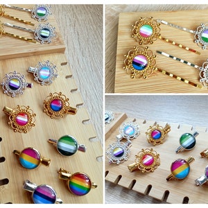 Pride Flags LGBTQ+ metal hair pins / hair clips jewelry gold/silver