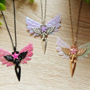 pastel goth Engel Dolch Flügel Schwert Anhänger Halskette Edelstahl kette