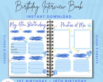 Birthday Interview Book, Kids Keepsake Memory Journal (Digital Download)