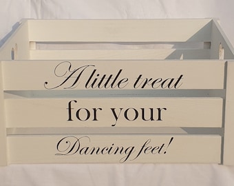 A little treat for your dancing feet crate, Wedding crate, Wedding shoe box, Flip flop box, Flip Flop Crate, Personalised wedding crate
