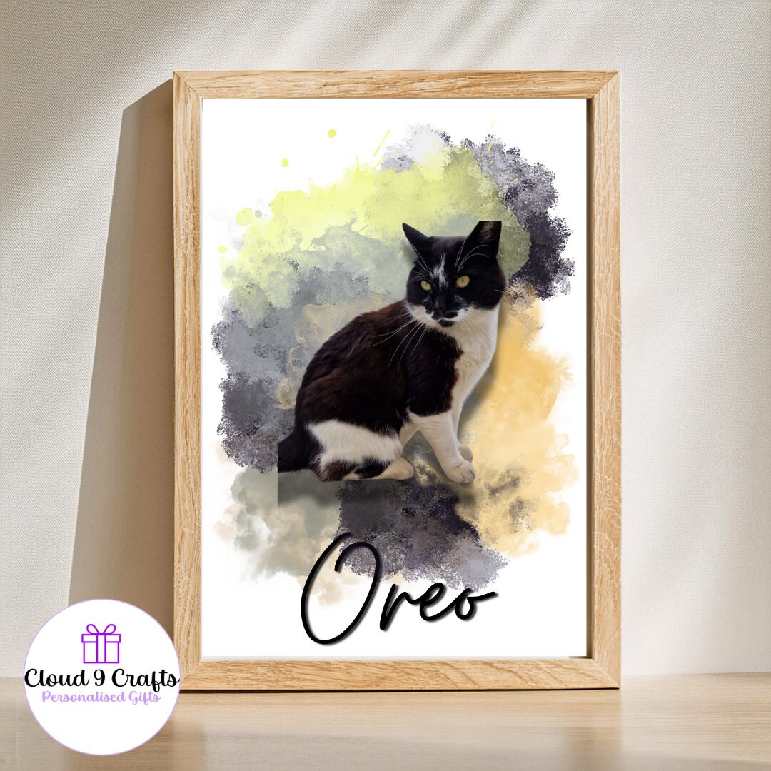 Personalised Pet Portrait | Custom Digital Pet Artwork | Watercolour Pet Art | Pet Memorial | Custom Pet Gift | Digital Download | Cat Gift