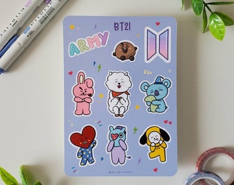 BT21 sticker sheet| BTS Stickers | ARMY| Aesthetic stickers | Matte