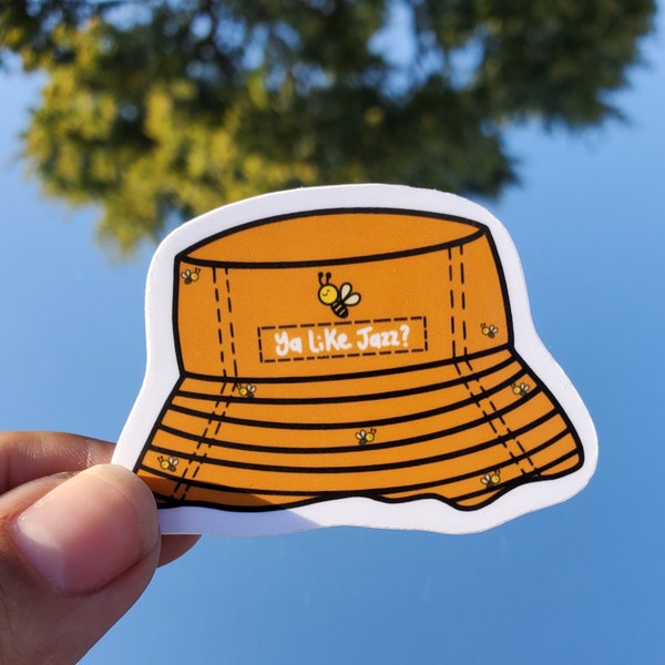 Bee Bucket Hat| You like jazz?| Aesthetic sticker| Yellow hat| Computer Sticker | Weatherproof