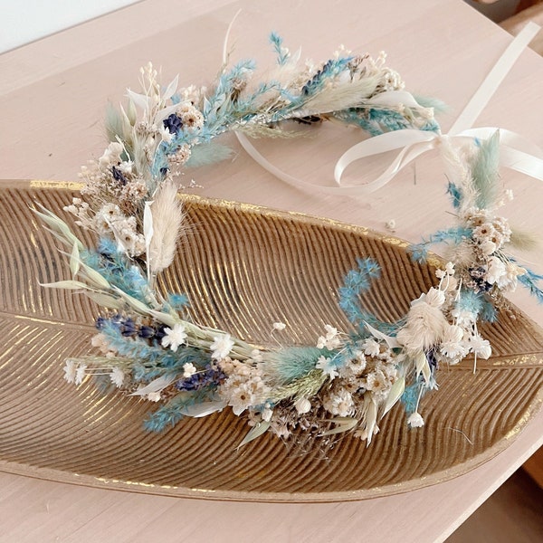 Aqua Blumen Haarband, Blumenkrone, Blumen Haarkranz, handgemachtes Haarband, handgemachte Accessoires, handgemachter Kranz, Blumenkranz