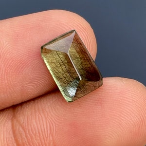 Peridot Rutile Gemstone Cushion Cabochon, aaa peridot. UNIQUE PERIDOT RUTILE Rare Quality. Natural Peridot Gemstone, 5.50cts size 8x12mm