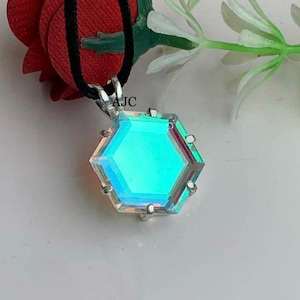 Angel Aura Quartz Pendant, 925 Sterling Silver Pendant, Hexagonal Angel Aura Quartz, Handmade Pendant, Designer Pendant, Daily Wear