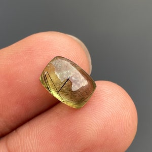 Peridot Rutile Cushion Cabochon, aaa peridot. UNIQUE PERIDOT RUTILE Rare Quality. Natural Peridot Gemstone, 3.50cts size 7x10mm