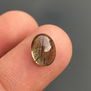 Peridot Rutile Gemstone Oval Cabochon, aaa peridot. UNIQUE PERIDOT RUTILE Rare Quality. Natural Peridot Gemstone, 2.45cts size 7x9.50mm