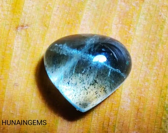 Aquamarine Cabochon Heart shape  Loose Gemstone | 9.5×11.5 mm | Gemstone Cabochon, making for ring, Handmade item