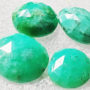 Chrysoprase Rose Cut Gemstone - Chrysoprase Rose Cut Flat Back Gemstone Pack of 4 Pcs Lot for Ring, Pendant And Jewellery 38cts