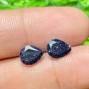 Blue Sandstone Faceted Pear Shape Pairs Top Grade Quality Sandstone. Loose Sandstone. Sandstone Gemstone ( 8x6 MM) Making For Earring,