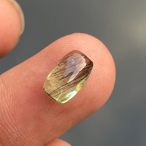 Peridot Rutile Cushion Cabochon, aaa peridot. UNIQUE PERIDOT RUTILE Rare Quality. Natural Peridot Gemstone, 2.10cts size 9.50x6mm