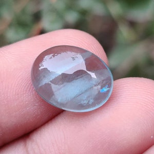 Aquamarine Cabochon Gemstone Oval 100% Natural Aquamarine Gemstone Cabochon, Loose Aquamarine Cabochon•10.50×14mm 5.25Cts