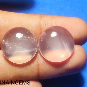 Rose Quartz Cabochon Round Loose Gemstone, ROSE Quartz Round Cabochon Gemstone Handmade Origin (india) •27 cts 2 pcs
