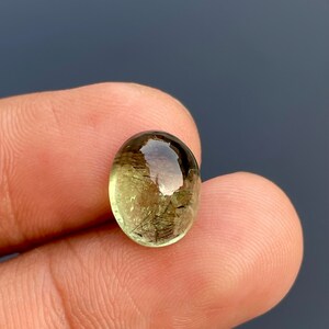 Peridot Rutile Gemstone Oval Cabochon, aaa peridot. UNIQUE PERIDOT RUTILE Rare Quality. Natural Peridot Gemstone, 4.95cts size 9x11mm