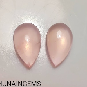 Rosenquarz Cabochon Birnenform Paar loser Edelstein, Rosenquarz Birne Cabochon loser Edelstein 9.85cts •• Größe 9×15mm