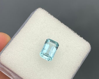 Aigue-marine naturelle octogonale,Aigue-marine libre à facettes,Aigue-marine aigue-marine,Aigue-marine AAA 6,50 x 10 mm 2,10