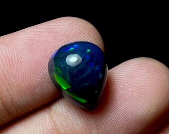 Black opal cabochon Black fire Opal-Ethiopian Black Opal-Welo fire opal-TOP QUALITY Honeycom Opal - OPAL Pear .Natural Opal 11x13mm 5.80cts