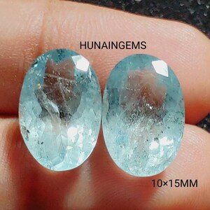 Aquamarine Faceted Oval shape pair  Aquamarine Loose Gemstone, 10×15 mm, Aquamarine Gemstone, Gem Quality, Pair ••11.50 cts